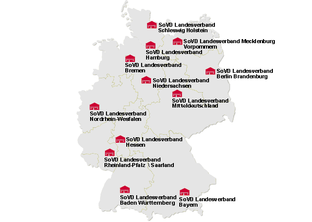 Übersicht der einzelnen Kreisverbnde auf einer Karte